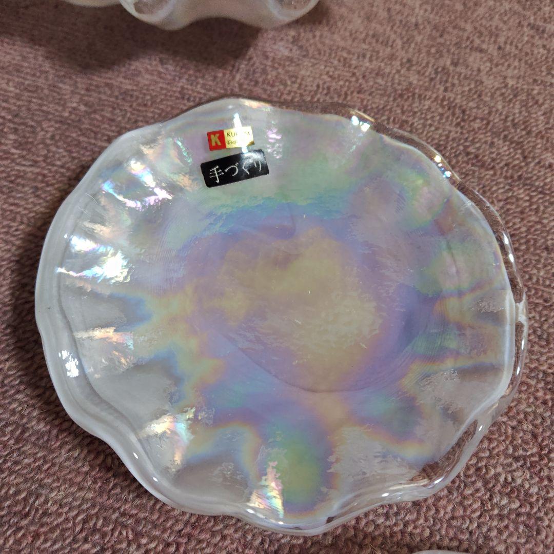 【新品未使用】 昭和レトロ KURATA クラタクラフトガラス 皿セット