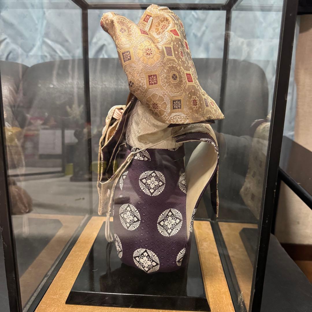 伝統工芸 能人形 ガラスケース入り 和装 扇子付き 美品