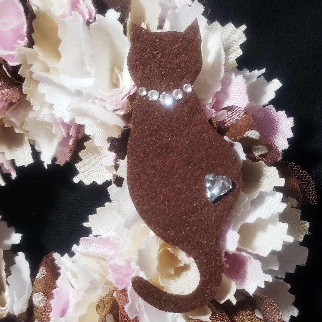 〔10〕布リース キャットリース (ナチュラル ブラウン)