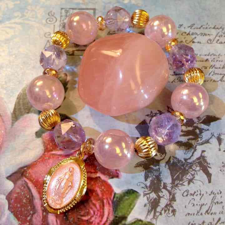 スターカットアメシスト&ローズクォーツ マリアブレス