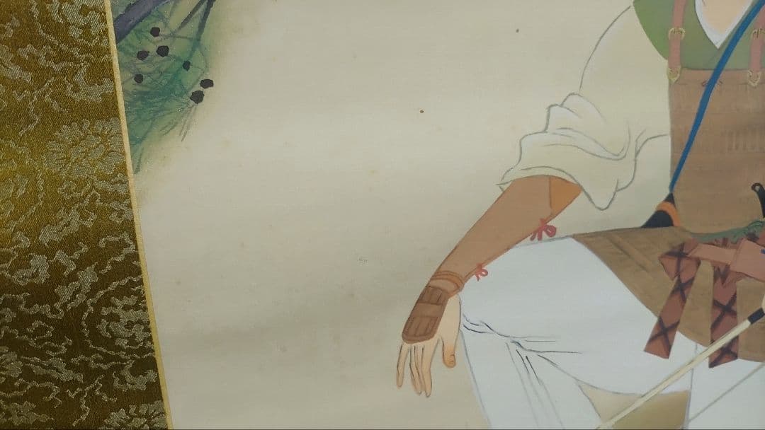 ご希望額まで値下げ～@戦前の日本画家 柴田耕洋 甲冑防人図 絹本肉筆の掛軸