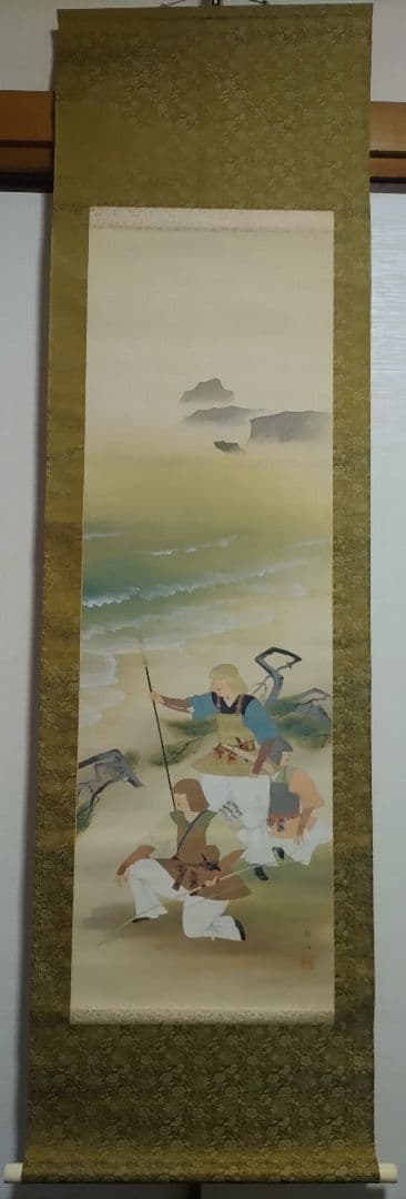 ご希望額まで値下げ～@戦前の日本画家 柴田耕洋 甲冑防人図 絹本肉筆の掛軸