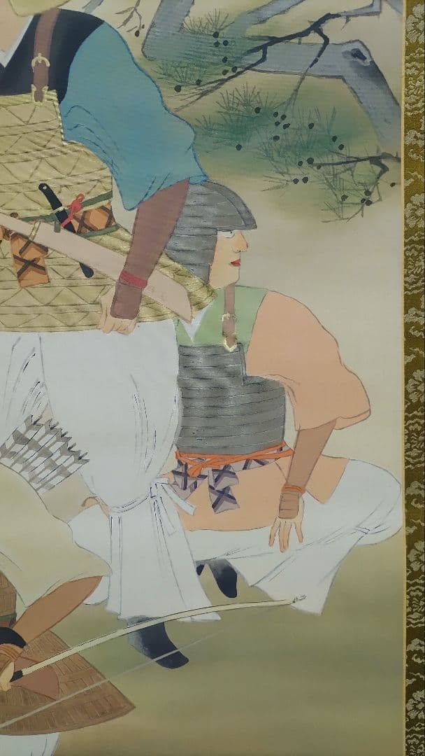 ご希望額まで値下げ～@戦前の日本画家 柴田耕洋 甲冑防人図 絹本肉筆の掛軸