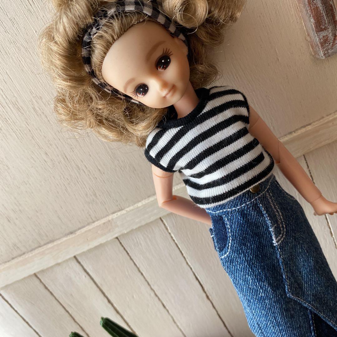 リカちゃん　洋服　切替え　マキシ❤️デニムスカート　ハンドメイド