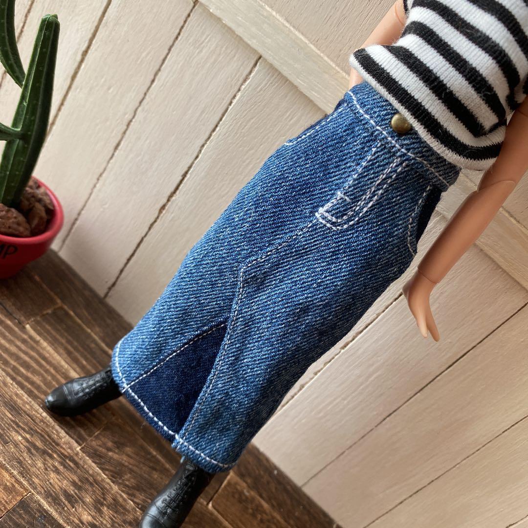 リカちゃん　洋服　切替え　マキシ❤️デニムスカート　ハンドメイド