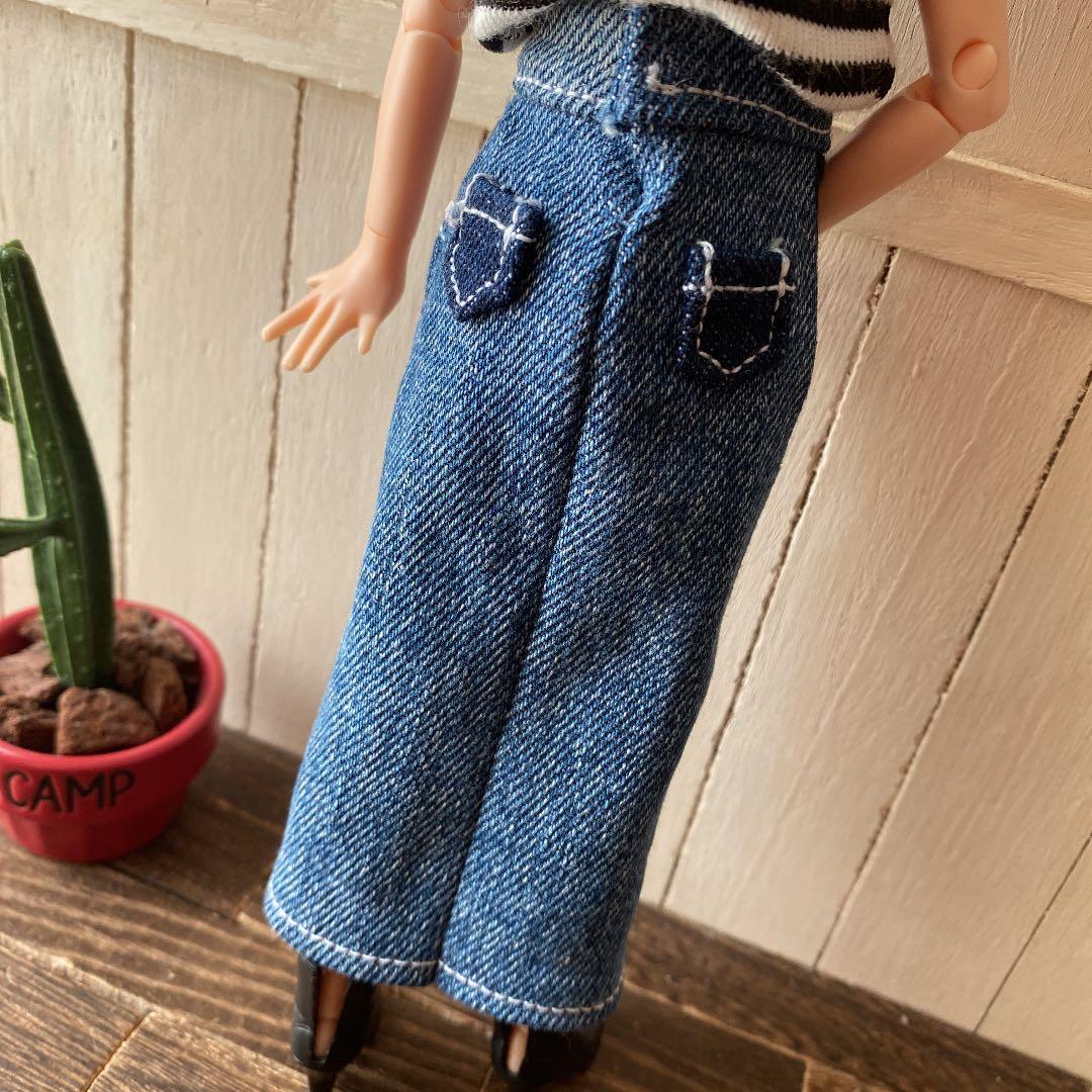 リカちゃん　洋服　切替え　マキシ❤️デニムスカート　ハンドメイド