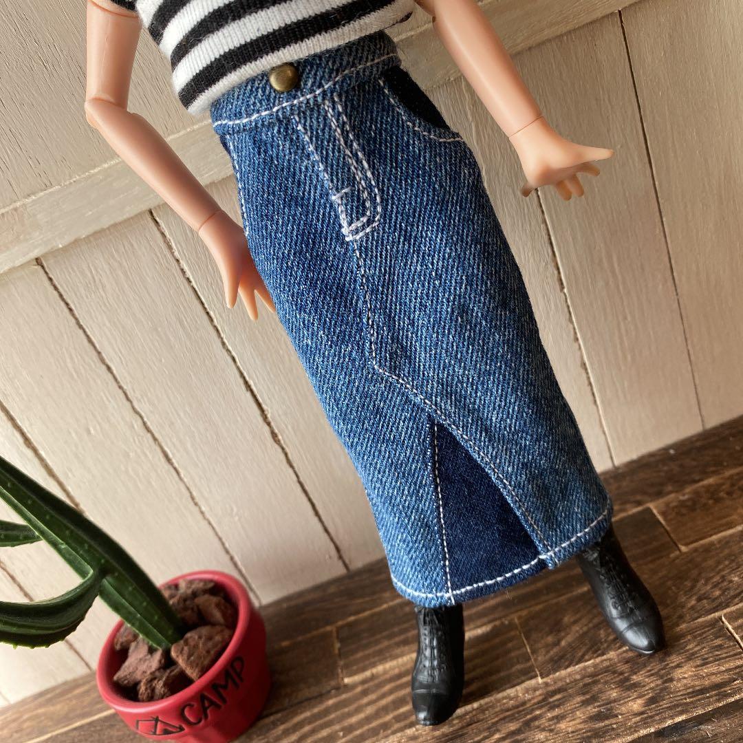 リカちゃん　洋服　切替え　マキシ❤️デニムスカート　ハンドメイド