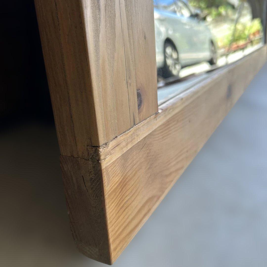 クラッシュゲート オクトミラー パイン古材 160cm 特大 姿見 全身鏡 無垢