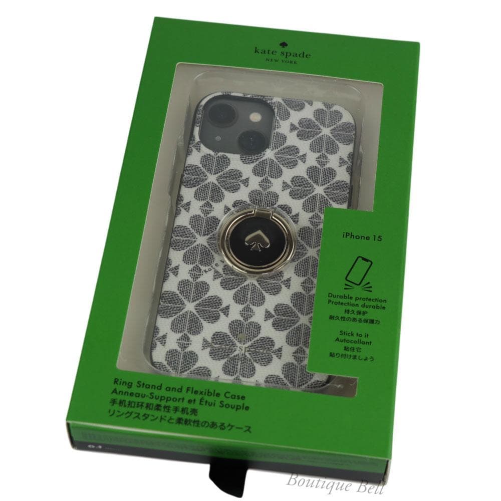 【ケイトスペード】スペードフラワー バンカーリング付 iPhone15 ケース
