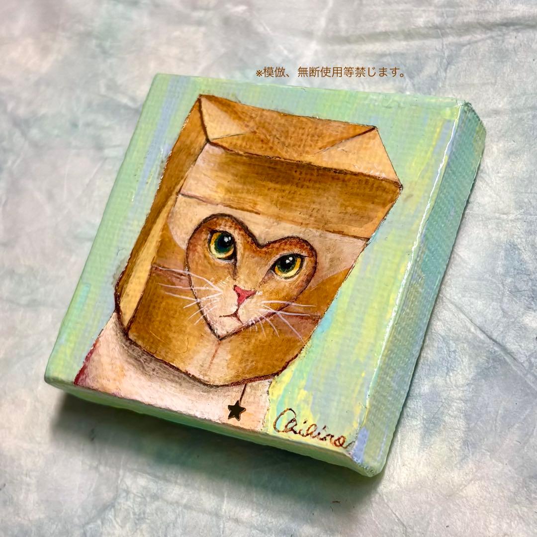 絵画 猫 猫の絵 猫雑貨 ミニ絵画 美術品 猫グッズ チャトラ キジトラ 原画