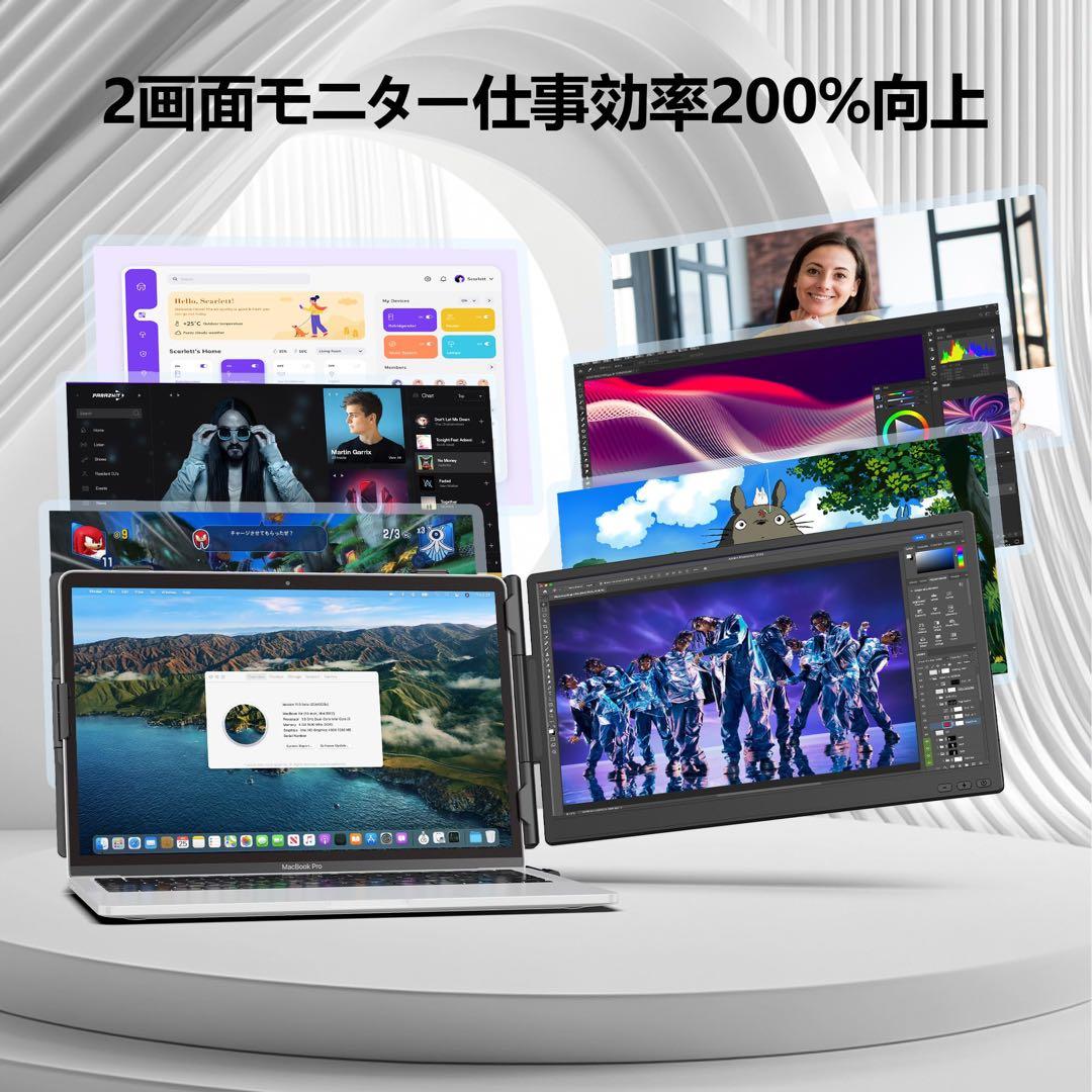 14インチ ノートパソコン用モニター FHD1080P デュアルディスプレイ