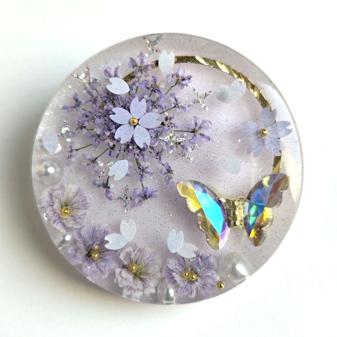 レジンヘアゴム　ヘアアクセサリー 丸　約3.5cm　桜　ピンク　No.18