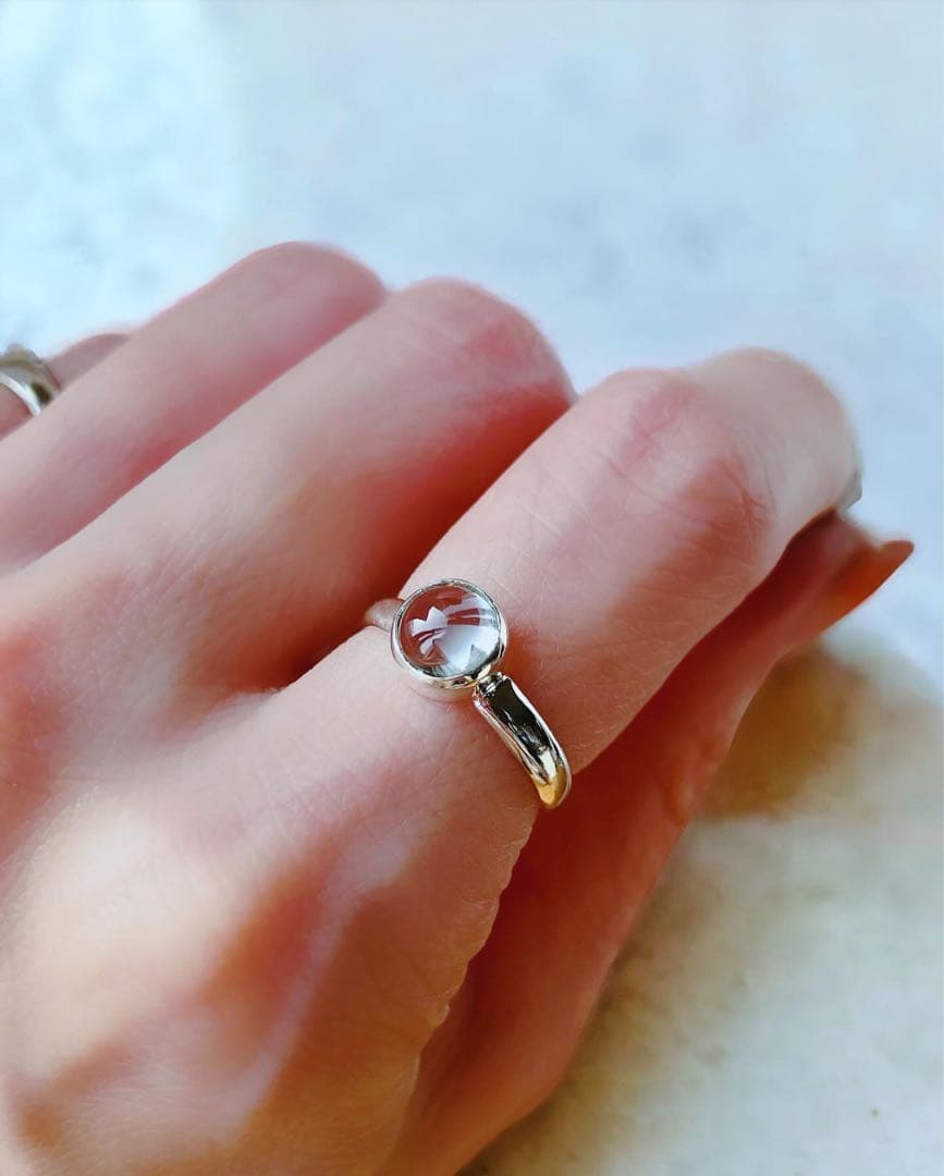 スカイブルートパーズ　シルバー950天然石リング