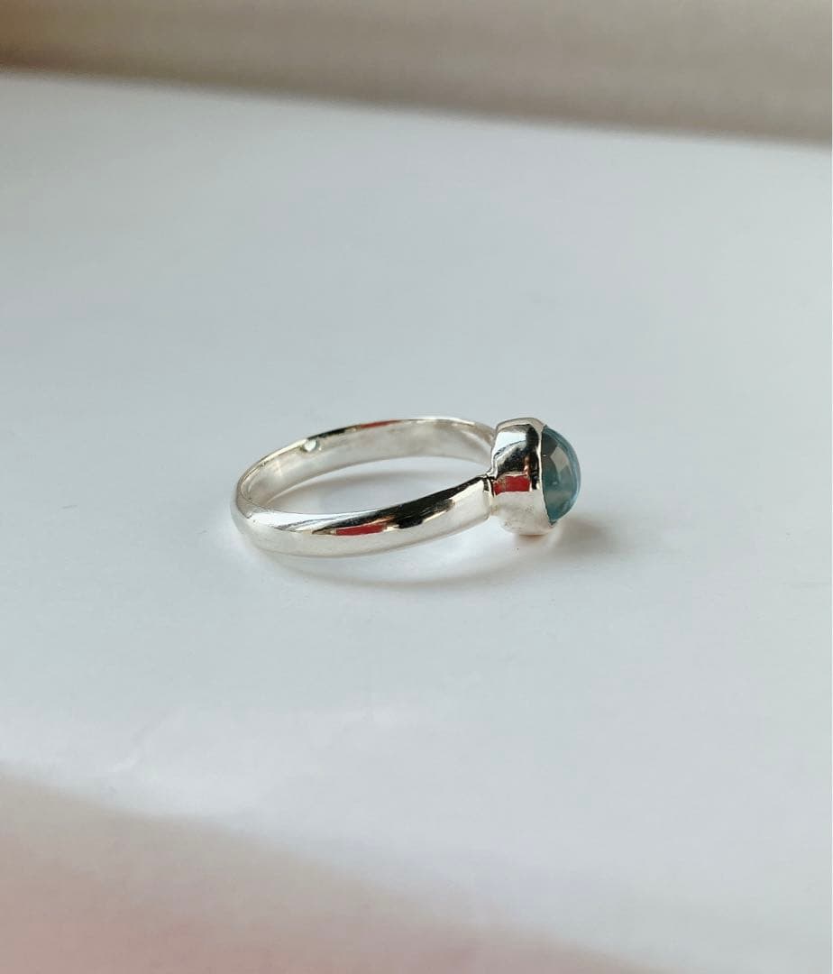 スカイブルートパーズ　シルバー950天然石リング