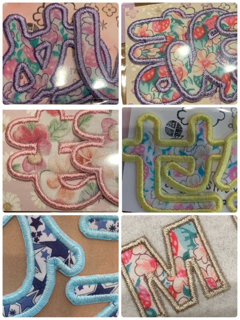 リバティ生地アルファベットワッペンハンドメイド刺繍