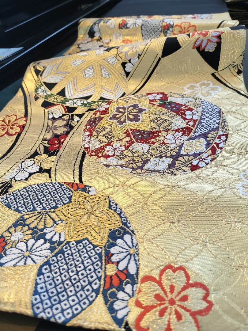 A751高級‼️ひな祭り‼️手毬‼️袋帯テーブルランナー2m19cm