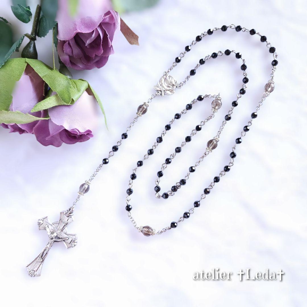 ☆ブラックスピネル＆スモーキークォーツ ロザリオ☆ ~Black Spinel~