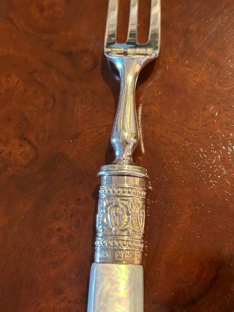 スターリングシルバー　 デザートナイフ&フォーク　イギリスアンティーク