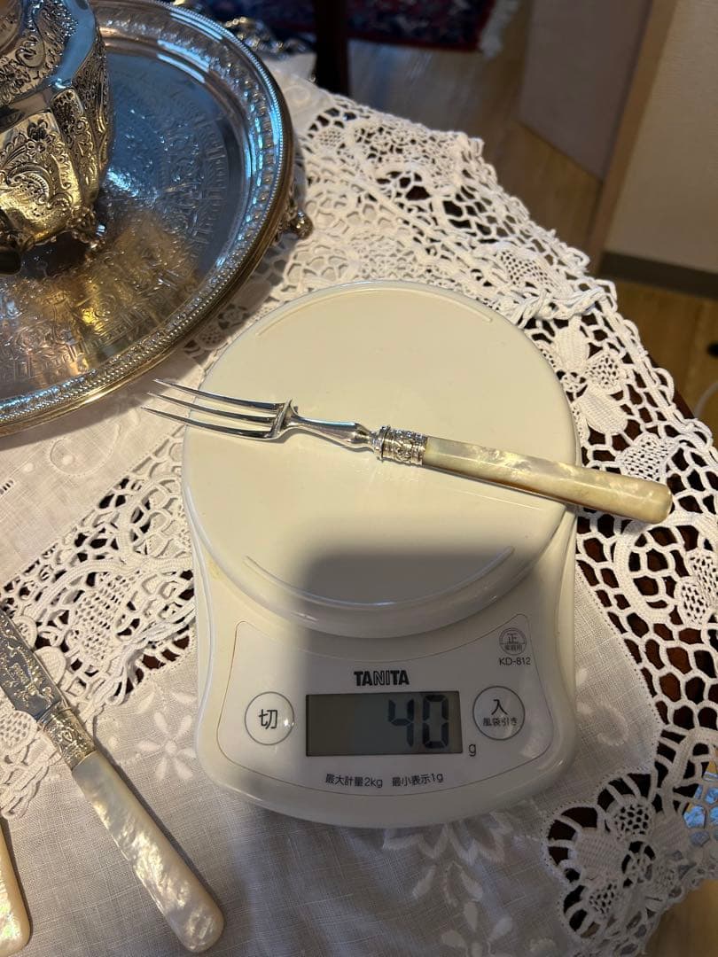 スターリングシルバー　 デザートナイフ&フォーク　イギリスアンティーク