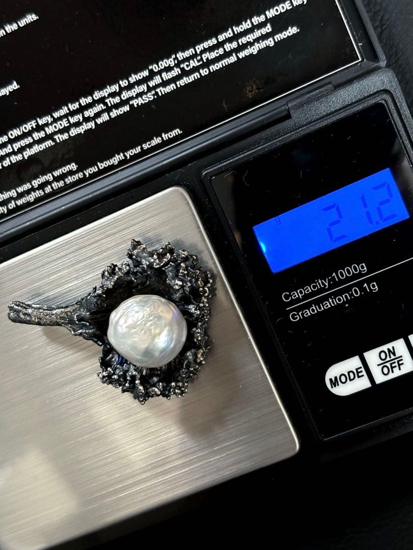 silver 925 大粒パール　ネックレス　トップ