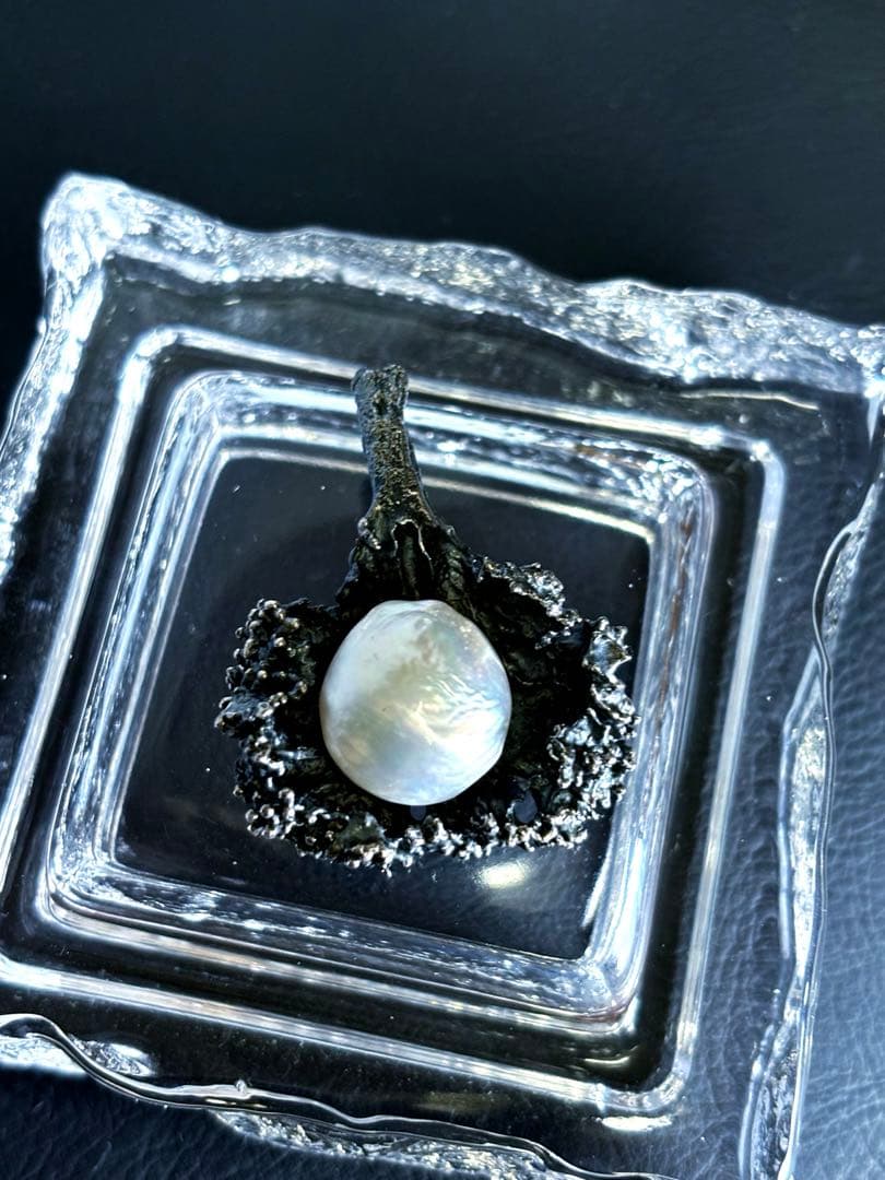 silver 925 大粒パール　ネックレス　トップ