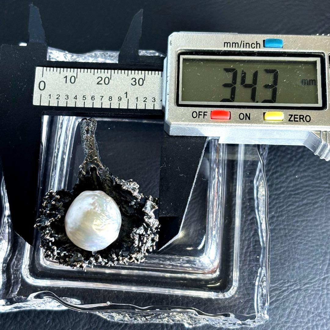 silver 925 大粒パール　ネックレス　トップ