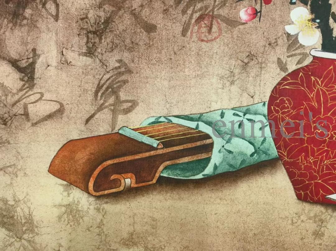 中国古美術 郎世寧作款 福慶如意図 横幅 宣紙 手描き 巻き物 古美味 装飾画