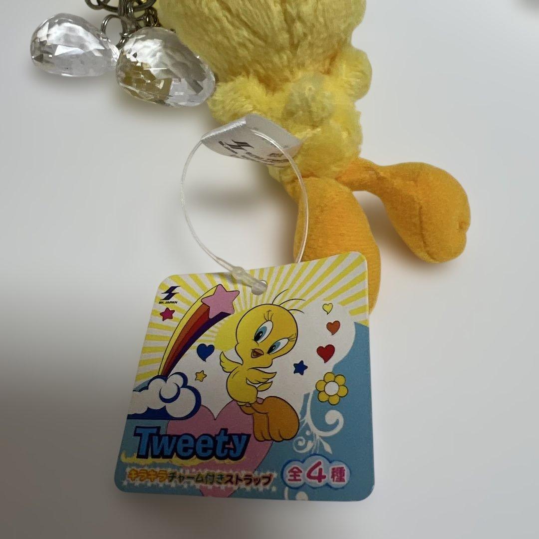 トゥイーティー　キラキラチャーム付きストラップ　ぬいぐるみ　マスコット