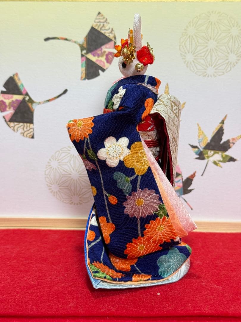 もみじの簪　舞妓さん　創作ちりめんうさぎ人形　ちりめん人形