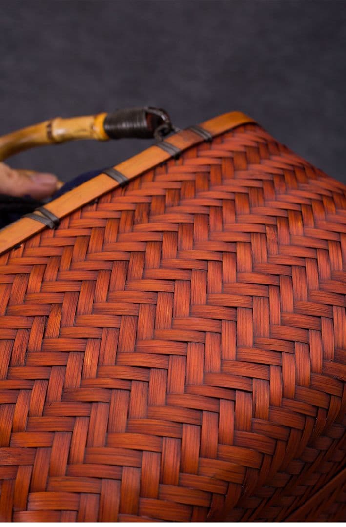 竹細工 新品★茶道収納バッグ★竹編バッグ ハンドバッグ 古風便攜 手作工芸品