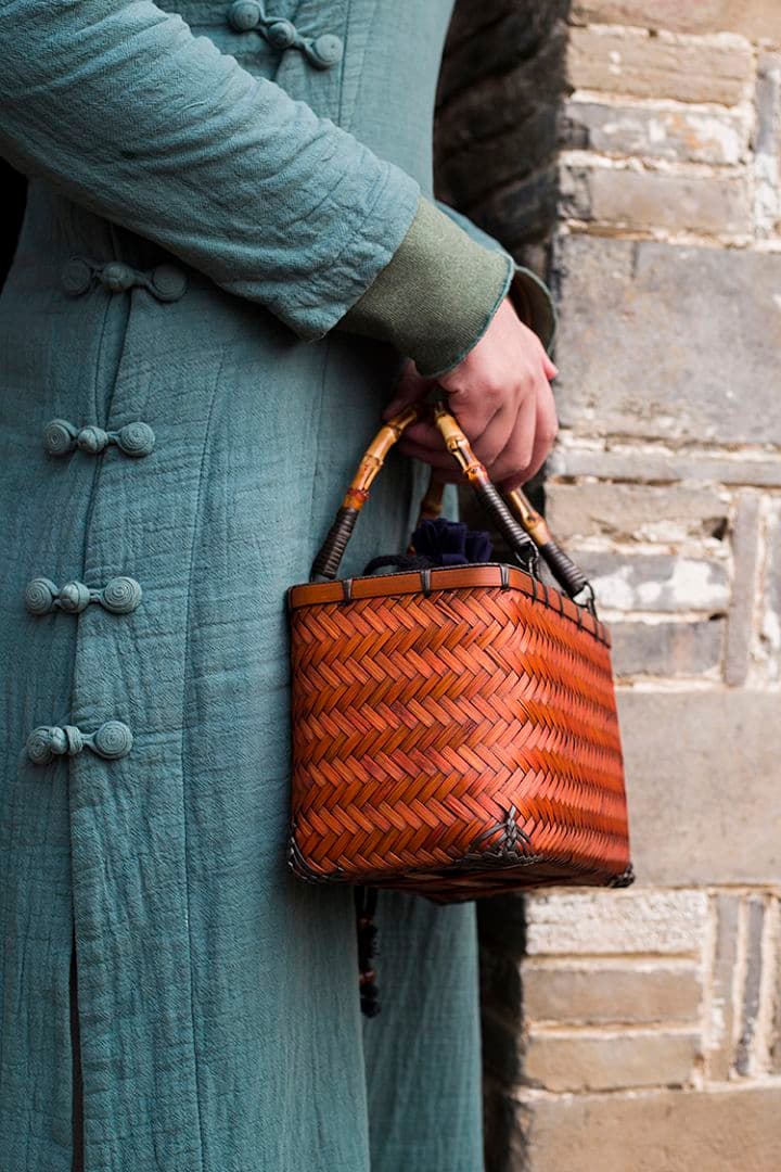 竹細工 新品★茶道収納バッグ★竹編バッグ ハンドバッグ 古風便攜 手作工芸品