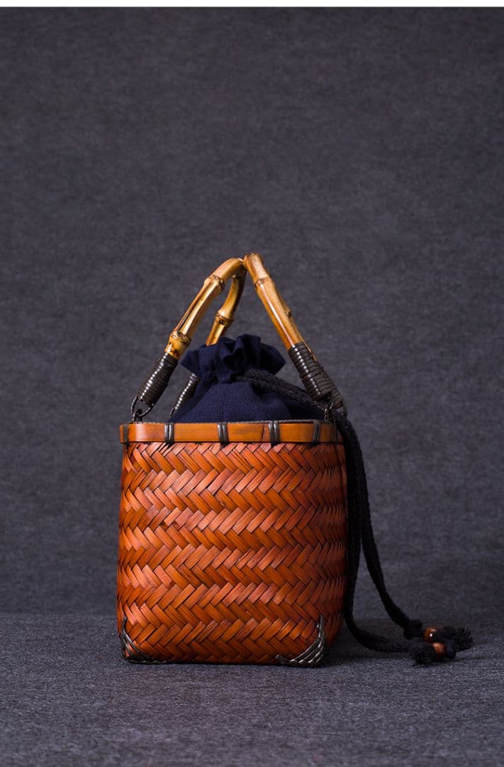 竹細工 新品★茶道収納バッグ★竹編バッグ ハンドバッグ 古風便攜 手作工芸品
