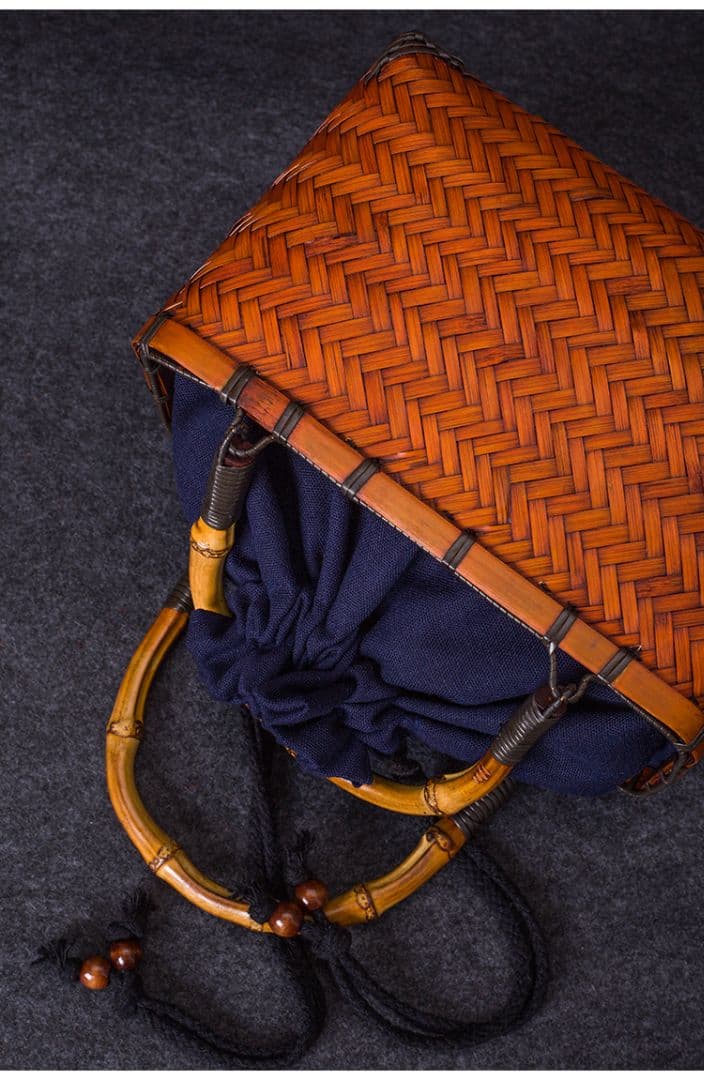 竹細工 新品★茶道収納バッグ★竹編バッグ ハンドバッグ 古風便攜 手作工芸品