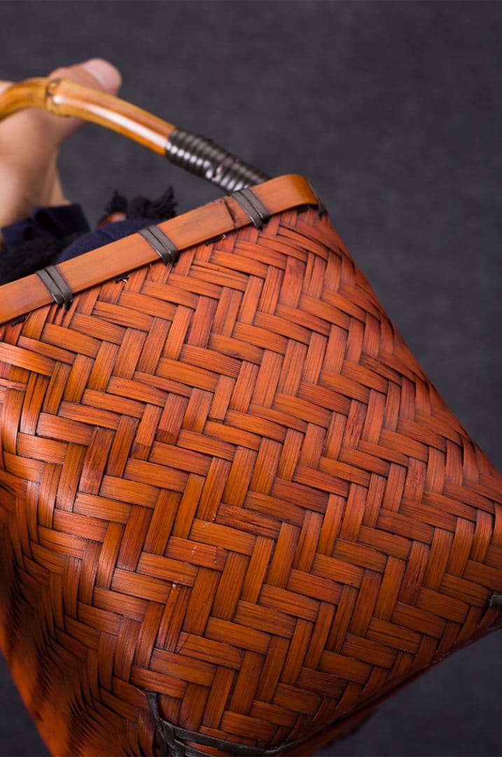 竹細工 新品★茶道収納バッグ★竹編バッグ ハンドバッグ 古風便攜 手作工芸品