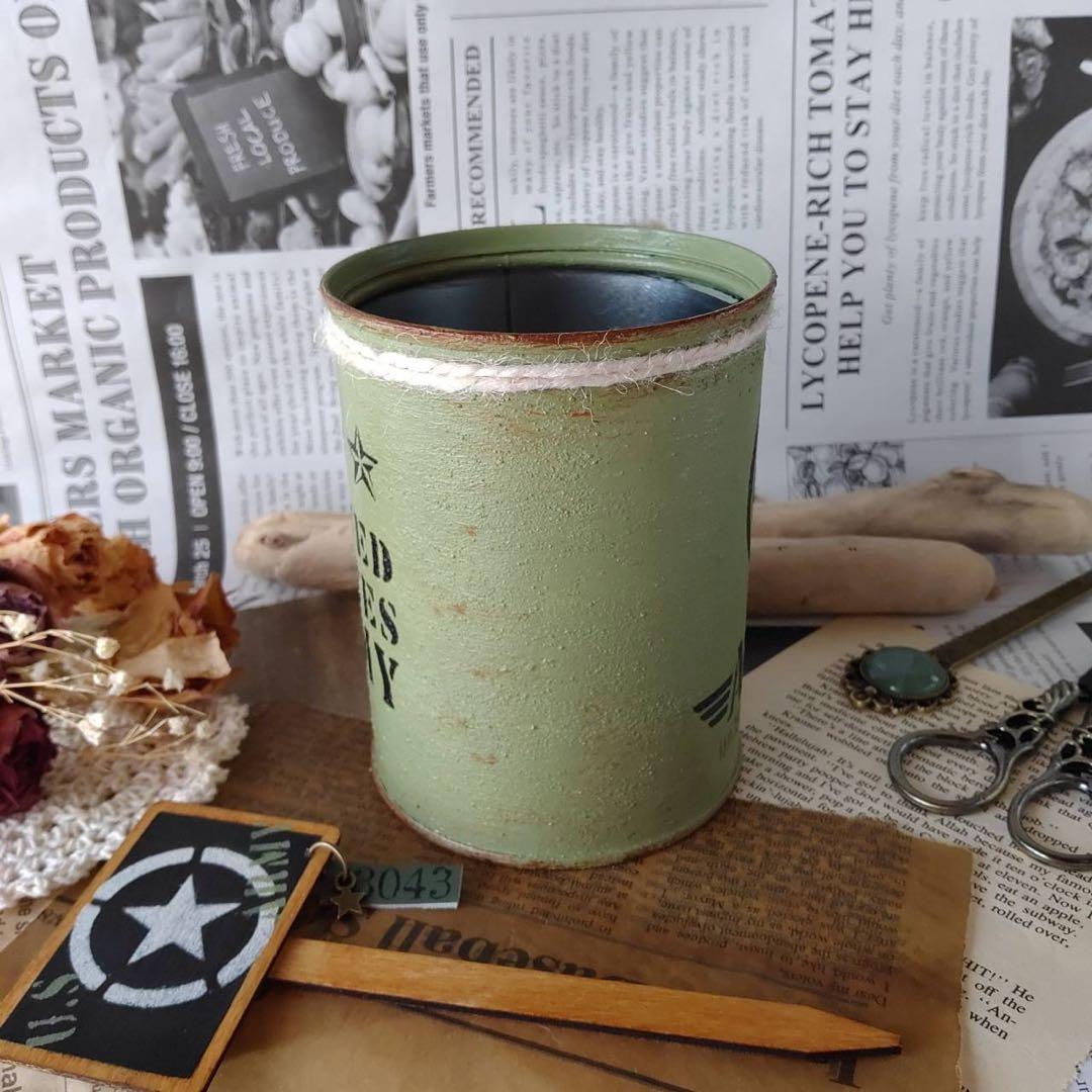 リメ缶　リメイク缶　リメ鉢☘️ピック付き