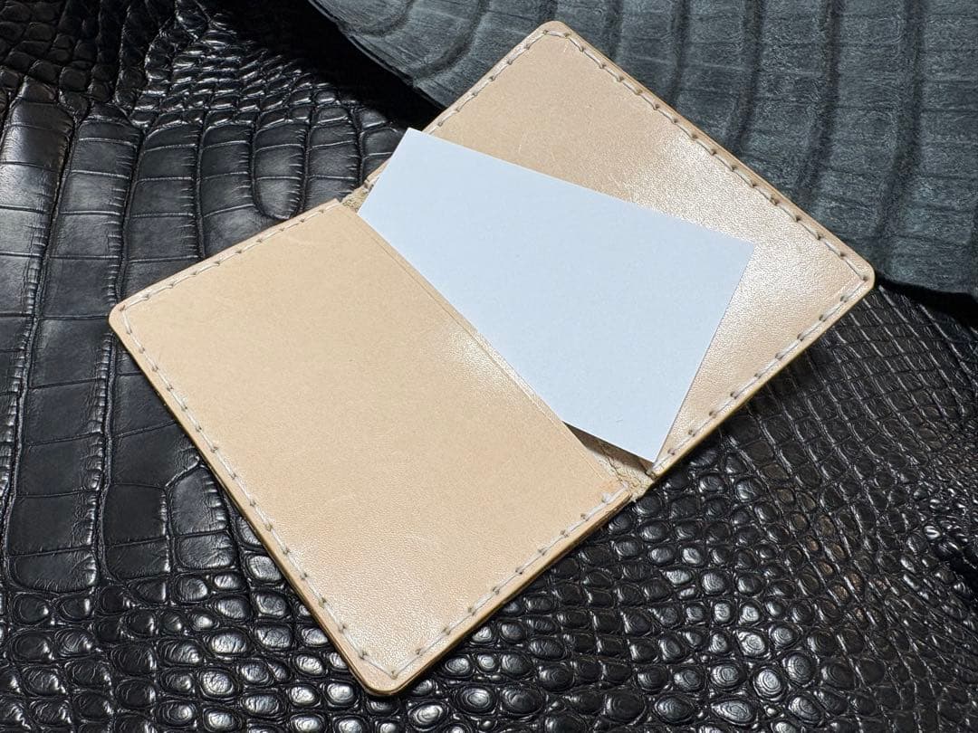 スモールクロコダイル ハンドメイド レザークラフト 総手縫い 財布 名刺 NFC