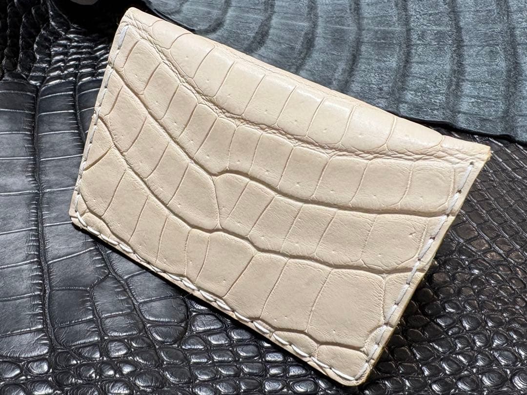 スモールクロコダイル ハンドメイド レザークラフト 総手縫い 財布 名刺 NFC