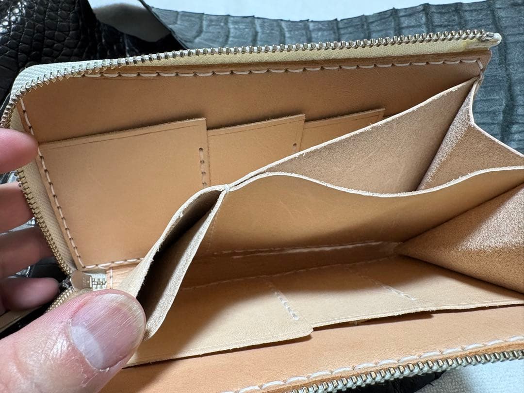 スモールクロコダイル ハンドメイド レザークラフト 総手縫い 財布 名刺 NFC