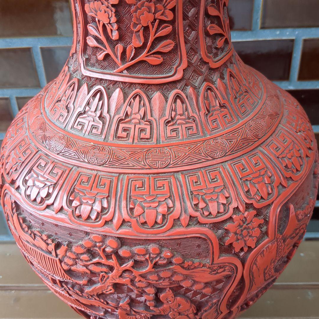 中国　壺　木製？　漆芸　骨董　置物　土産