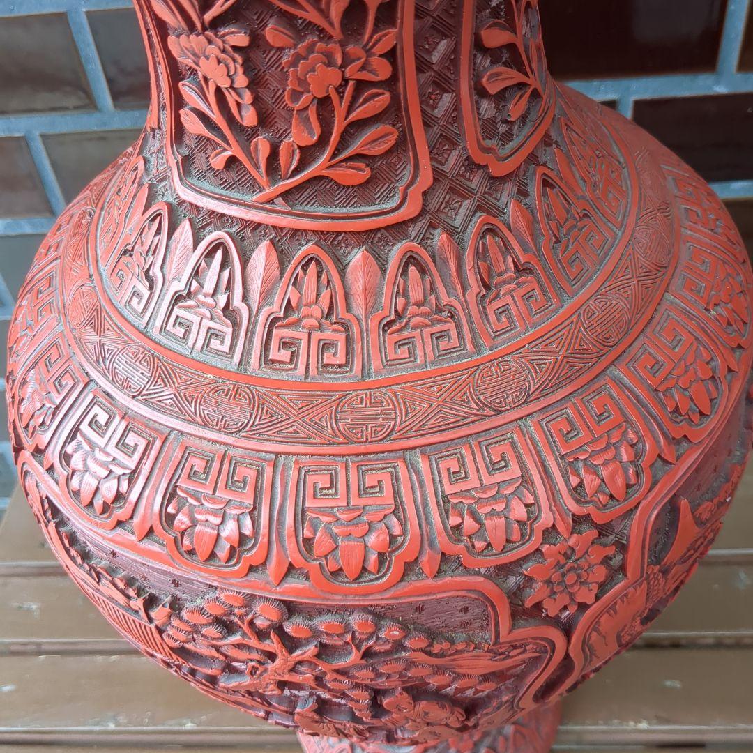中国　壺　木製？　漆芸　骨董　置物　土産