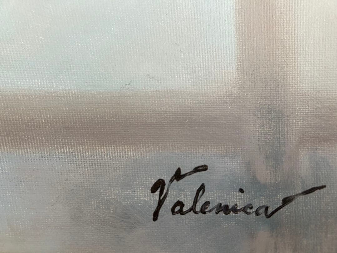 真作保証　ハスキー犬の肖像画 油絵 F8 Valenzuela