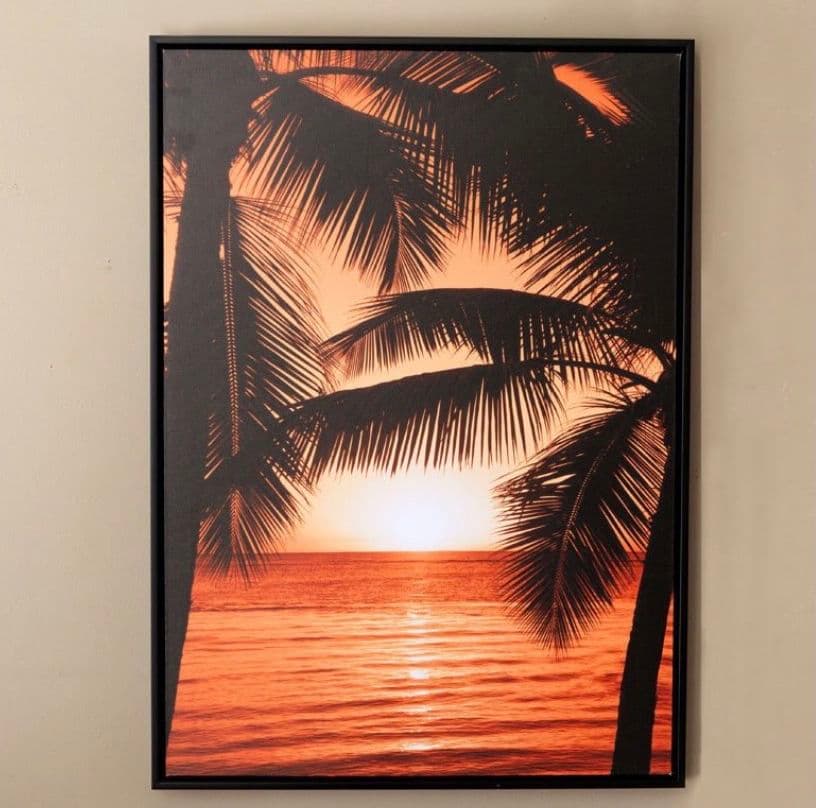 アジアン ハワイ 夕日 ヤシの木 ビーチ アートパネル 絵画 リゾート 南国