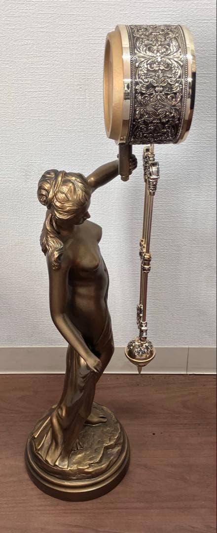 【動作OK】シチズン 置時計 美閃の女神 振り子時計 女神像 ブロンズ調