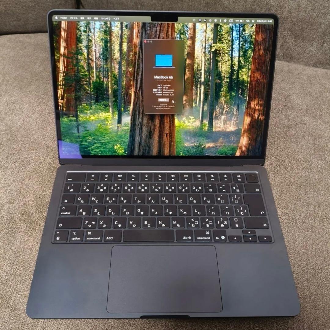 MacBook Air M4 16GB 256GB ミッドナイト 充電