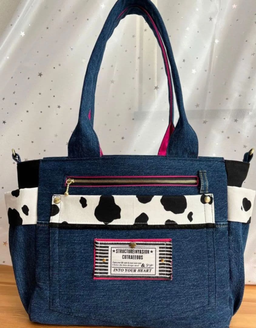 大きめデニムリメイクバッグ（LL）No.960☆トートバッグ　マザーズバッグ