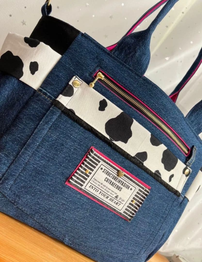 大きめデニムリメイクバッグ（LL）No.960☆トートバッグ　マザーズバッグ
