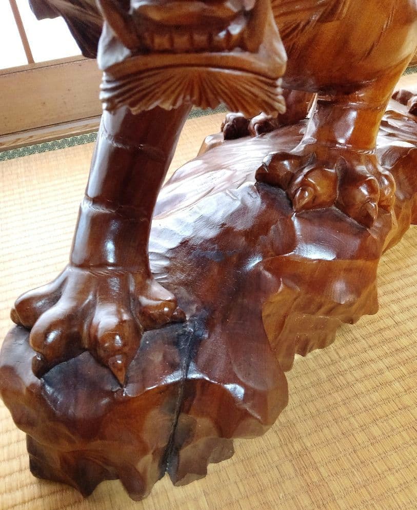 ヴィンテージ 昭和レトロ 置物 木彫り 一刀彫 虎 大型 和室 店舗 縁起物