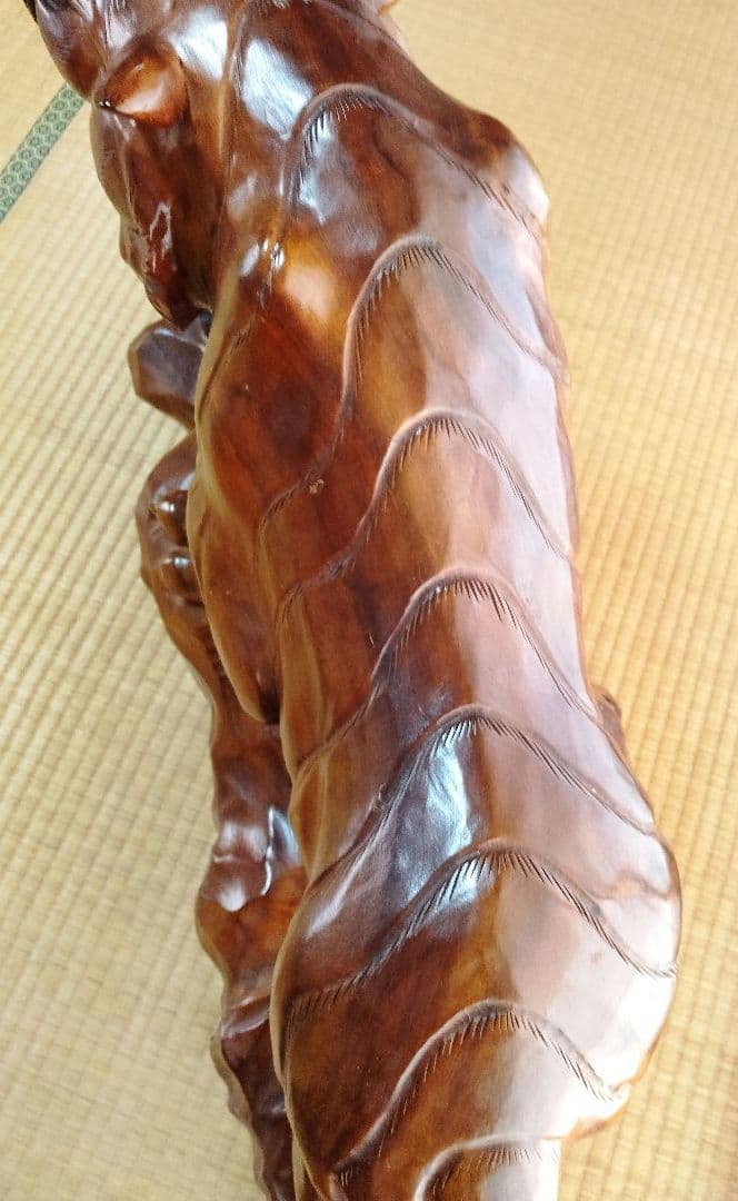 ヴィンテージ 昭和レトロ 置物 木彫り 一刀彫 虎 大型 和室 店舗 縁起物
