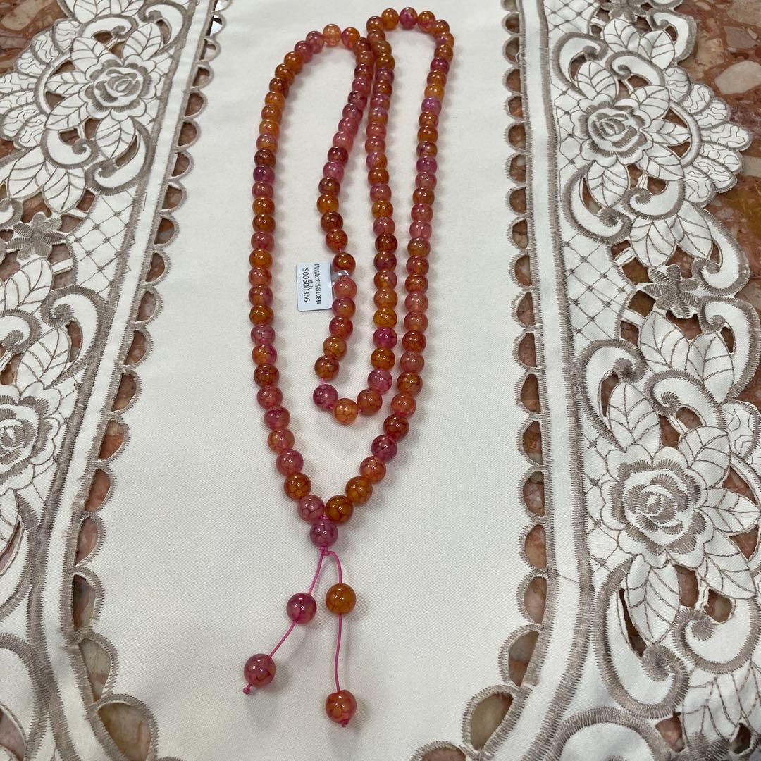 半額まで値下げ、超高級龍麟紋１０８玉瑪瑙ネックレス