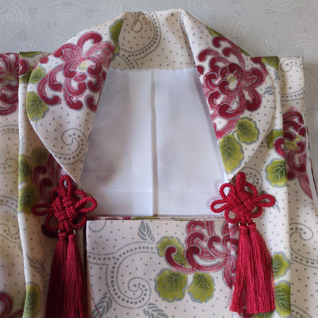 七五三３歳女の子正絹手縫いの被布（中綿無し）生成り色